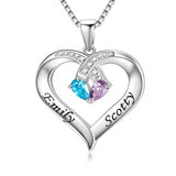 14K Gold 2  Simulated Birthstone Personalized Engraved Pendant Necklace for Women