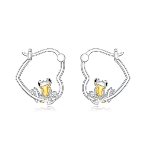 Sterling Silver Fox Frog Leopard Peacock Puppy Animal Hug Hoop Earrings