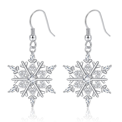Sterling Silver Snowflake Dangle Earrings
