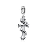 Sterling Silver Cubic Zirconia Music Charm Bead