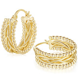14K Gold Plated Twisted Chunky Hoop  Earrings for Women
