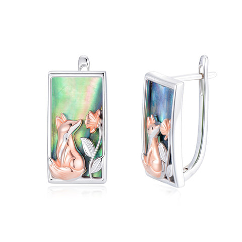 Sterling Silver Abalone Shell Mountain Cat Dog Fox Dragonfly Hummingbird Earring