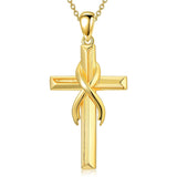 14K Gold Plated Cross Pendant Necklace for Women