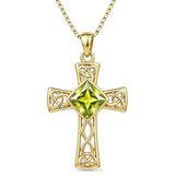 14K Gold Plated  Birthstone Cross Necklace  Pendant Necklace Mother's Day Birthday Gifts for Women
