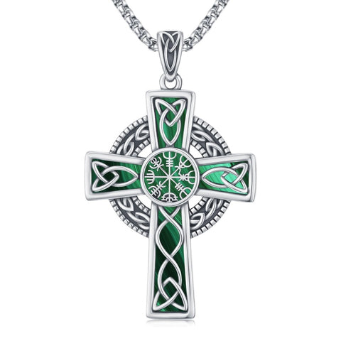 14K Gold Plated Celtic Vikin Cross Pendant Necklace Irish Jewelry Religious Protective Gift