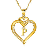 Heart Initial A-Z Pendant Necklace for 14K Gold Plated Women Initials Jewelry Gifts