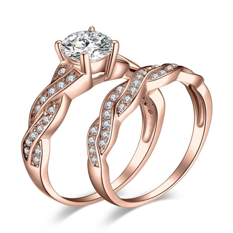 14K Gold Plated  1.5CT Cubic Zirconia  Wedding Bands Engagement Rings Promise Rings for Her