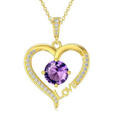 14K Gold Plated  12 Months Heart Birthstone Pendant Necklace Birthday Wedding Anniversary Jewelry Gifts for Women