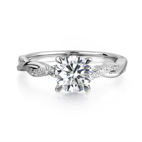 Sterling Silver 7x7mm Round Cut Gemstone Twist Infinity Engagement Ring for Women