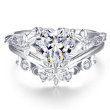 Sterling Silver 10K 14K 18K Gold Heart Moss Agate Opal Cubic Zirconia Promise Rings For Women