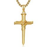 14K Gold Plated Cross Pendant Necklace for Men Religious Jewelry Christian Gift