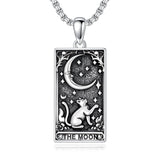 Sterling Silver Tarot Card Pendant  Necklace for Men Gothic Amulet Jewelry
