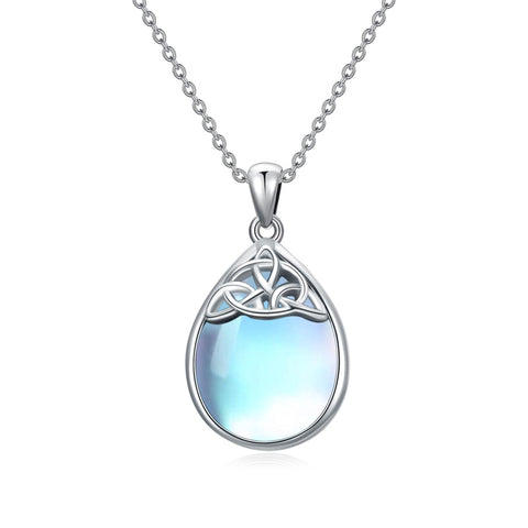 Sterling Silver Moonstone  Celtic Knot  Pendant Necklace