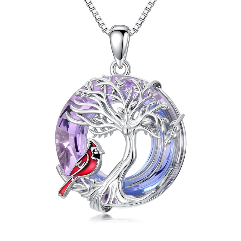 Sterling Silver Crystal Tree of Life Cardinal  Cat Hummingbird Dog Dragonfly Eagle Pendant Necklace