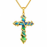 14K Gold Plated Cross Pendant Christian Necklace Baptism Religious Faith Jewelry
