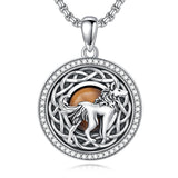 Sterling Silver Tiger Eye Eagle Lion Pendant Necklace for Men