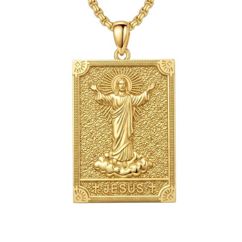 14K Gold PlatedJesus Saint Michael Saint George Saint Jude Pendant Necklace