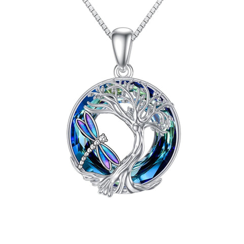 Sterling Silver Crystal Tree of Life Cardinal  Cat Hummingbird Dog Dragonfly Eagle Pendant Necklace