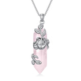 Sterling Silver Rose Quartz Mother Daughter Sloth Pendant Necklace