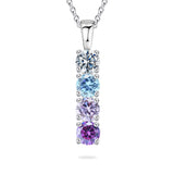 Copper Sterling Silver Personalized Simulated 1-6 Birthstones Family Pendant Necklace