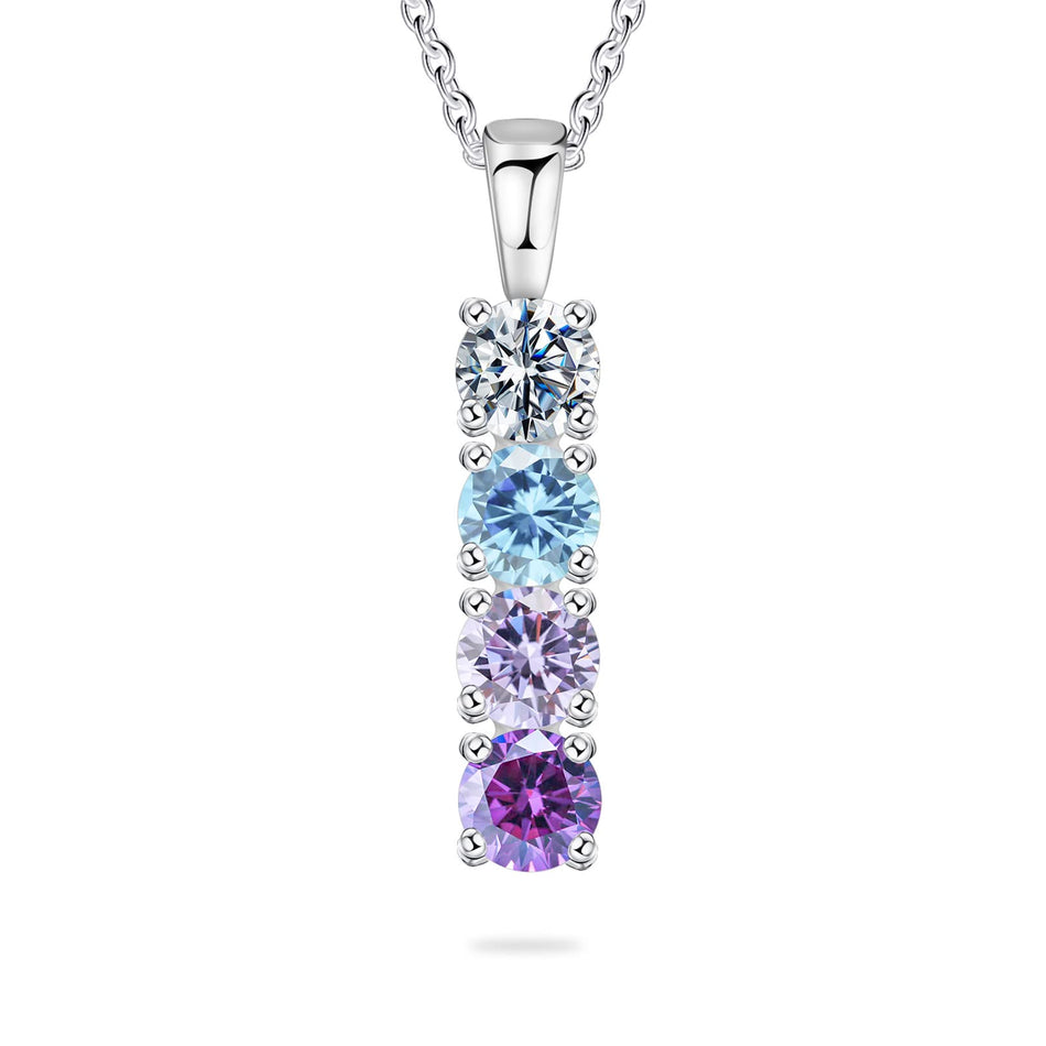 Copper Sterling Silver Personalized Simulated 1-6 Birthstones Family Pendant Necklace
