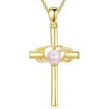 14K Gold Plated Cross Pendant Necklace for Women