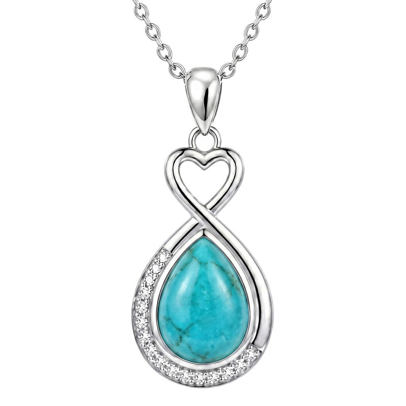 Sterling Silver Teardrop Gemstone Rose Butterfly Infinity Heart Necklace for Women