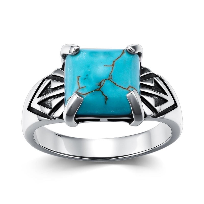 14K Gold Plated Turquoise Ring Western Jewelry Anniversary Birthday Gift for Women
