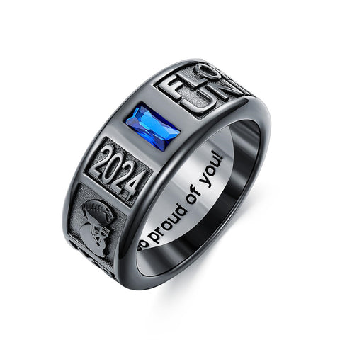 Sterling Sliver Personalied Engraved Birthstone Graduation High School Rings