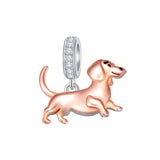 Sterling Silver Pit Bull Schnauzer Yorkie Corgi Dachshund Dog Charm Beads Fits Bracelets & Necklaces  for Women
