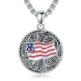 Sterling Silver American Flag Football Basketball Soccer Volleyball Tennis Baseball Pendant Necklace