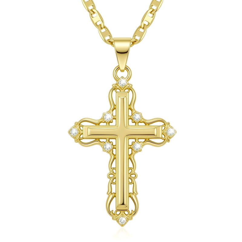 Minimalist Cross Pendant Necklace 14K Gold Plated for Women Faith Jewelry Religious Gifts