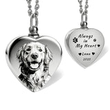 Stainless Steel Personalized Photo Engraved Heart Urn Necklace for Ashes