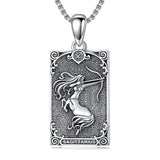Sterling Silver Tarot Card 12 Zodiac Sign Pendant Necklace