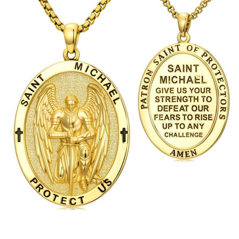 Patron Saint Medal Gold Plated Catholic Pendant Christian Religious Necklace Amulet Jewelry
