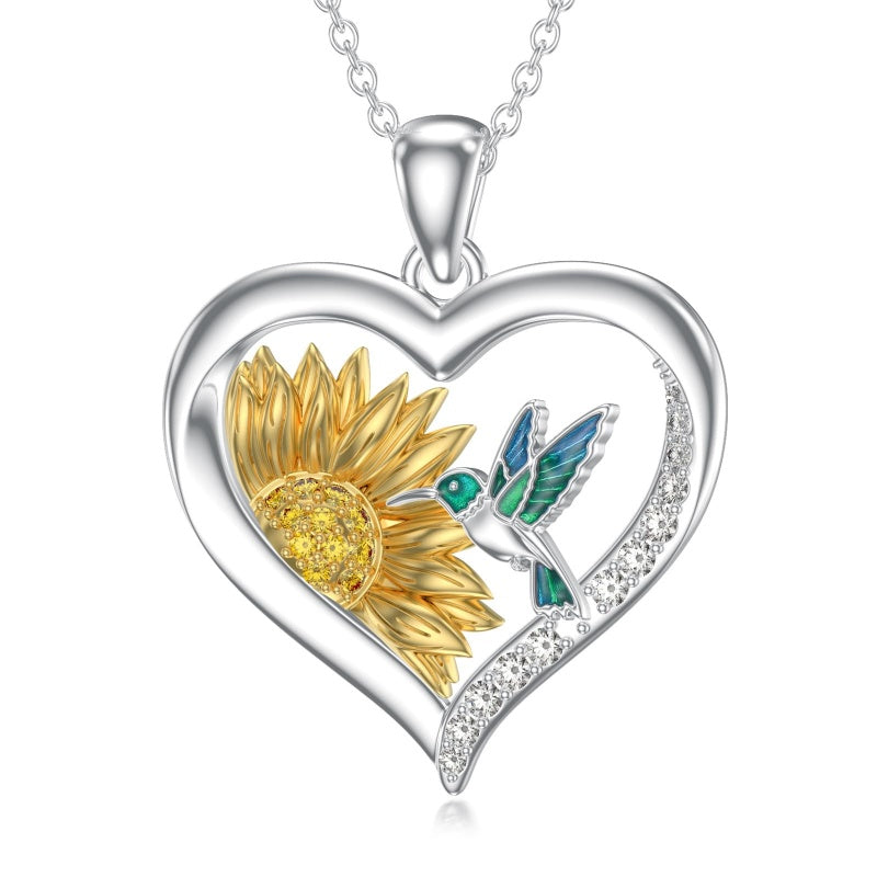 Sterling Silver Heart Bee Dragonfly Butterfly Hummingbird Sunflower Animal Pendant Necklace  Gifts for Christmas
