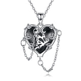 Sterling Silver Gothic Witches Heart Pendant Necklace