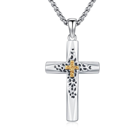 14K Gold Plated Cross Pendant Necklace Protection Jewelry Religious Gift