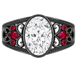 Sterling Silver 10K 14K 18K Gold Custom Engraved  Moissanite Gothic Ring for Women Halloween Gift
