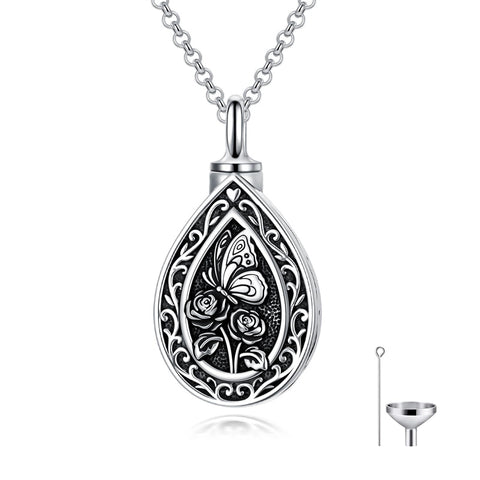 Sterling Silver Bumble Bee  Butterfly Cardinal Cross Dragonfly Hummingbird Paw Print Urn Necklace for Ashes