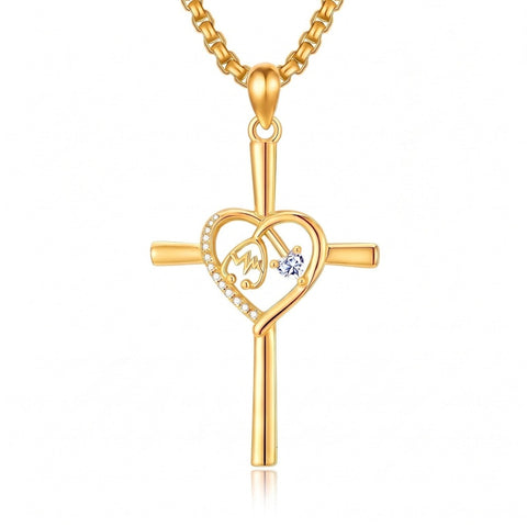 14K Gold Plated Stethoscope Caduceus Cross Pendant Necklace for Women