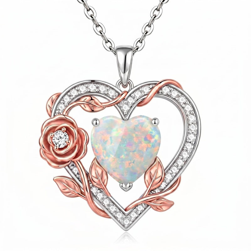 Sterling Silver Teardrop Gemstone Rose Butterfly Infinity Heart Necklace for Women