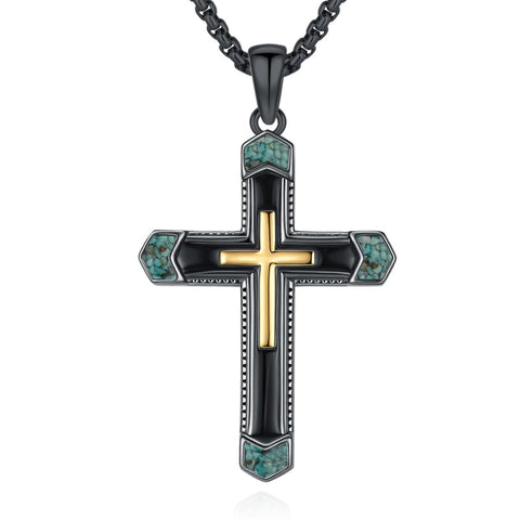 14K Gold Plated Celtic Vikin Cross Pendant Necklace Irish Jewelry Religious Protective Gift