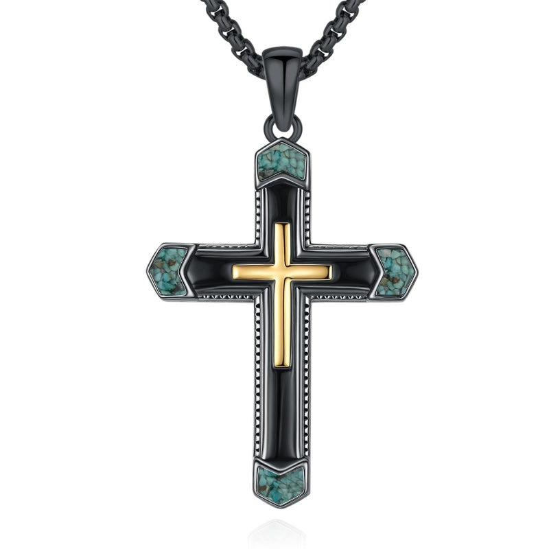 14K Gold Plated Celtic Vikin Cross Pendant Necklace Irish Jewelry Religious Protective Gift