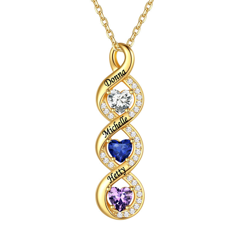 Sterling Silver Personalized  Birthstone Infinity Necklace for Women
