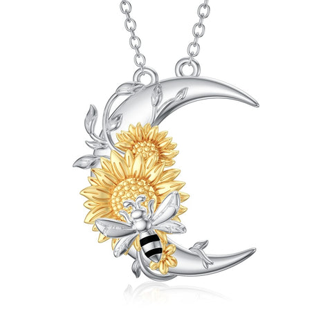 Sterling Silver Heart Bee Dragonfly Butterfly Hummingbird Sunflower Animal Pendant Necklace  Gifts for Christmas