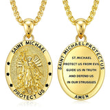 Patron Saint Medals Protection  14K Gold Plated Necklace for Men