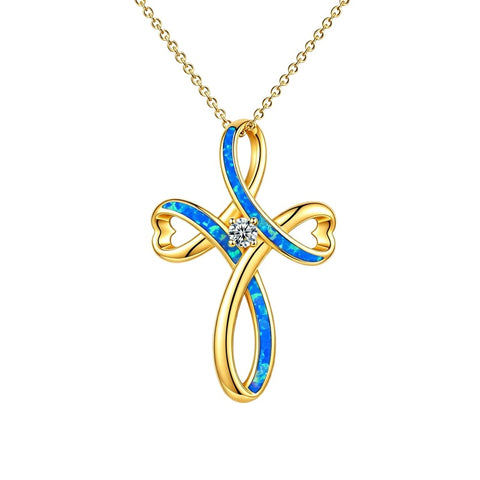 14K Gold Plated Faith Cross Pendant Necklace Religious Gifts for Women