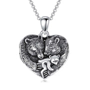Sterling Silver Vintage Bear Photo Locket Necklace