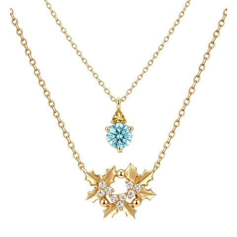 14K Gold Birthstone Birth Flower  Pendant Necklace Birthday Jewelry Gifts for Women